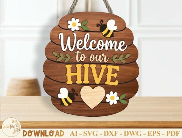 Beehive Door Hanger Laser Cut File SVG