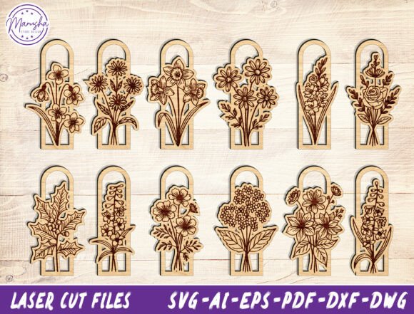Birth Flower Bookmark SVG Bundle for Mother’s Day