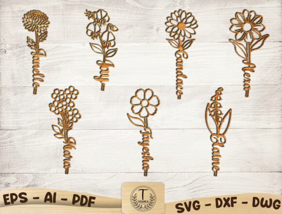 Birth Month Flower Cut File SVG Bundle for Laser Cutting