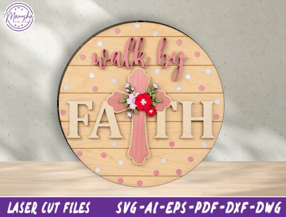 Christian Cross Door Sign Laser Cut File