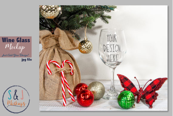 Christmas Wine Glass Mockup: Graphics for Christmas Amp