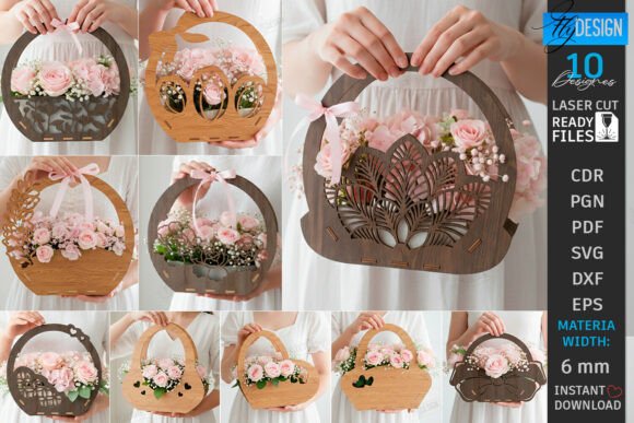 Flowers Basket Laser Cut Bundle Gift