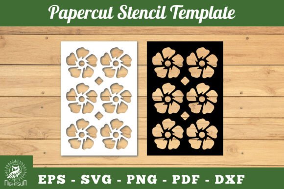 Flowers Pattern Papercut Stencil SVG 3 for Laser Cutting