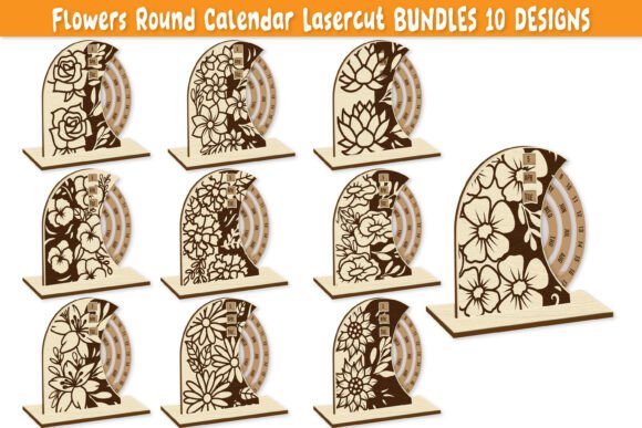 Flowers Round Calendar Lasercut BUNDLES