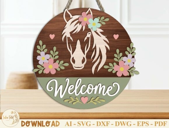 Horse Welcome Sign Laser Cut File SVG