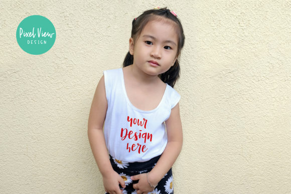 Kid's White Casual Sando Shirt Mockup: Graphics for Baby Amp Brands