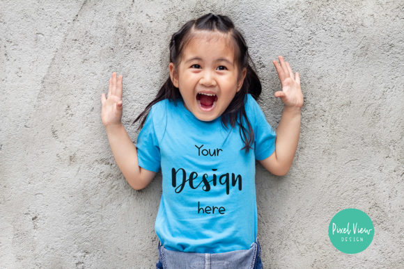 Kids Blue Tee Shirt Mockup: Graphics for Baby Amp Projects