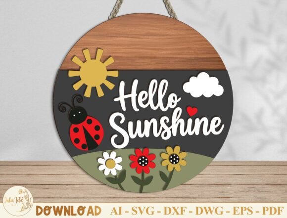 Ladybug Summer Door Hanger SVG for Laser Cutting and Home Decor