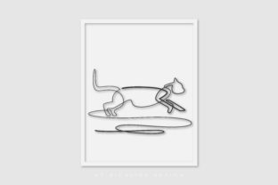 Line Art Poster Animal Cat