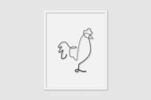 Line Art Poster Chicken Rooster Graphics
