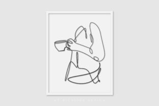 Line Art Poster Coffee Cup Girl Graphics