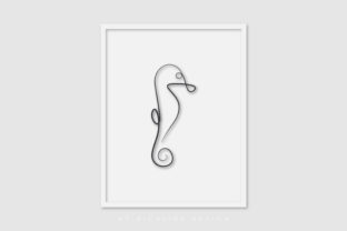 Line Art Poster Sea Horse Graphics