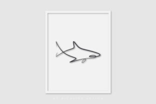 Line Art Poster Shark Graphics & Illustrations