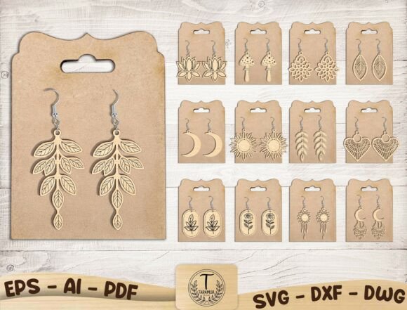 Nature Earrings Laser Cut SVG Bundle