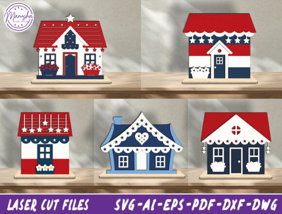 Patriotic House Laser Cut SVG Bundle