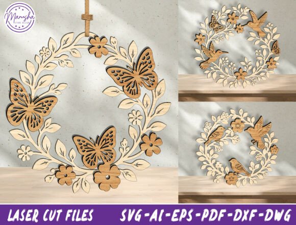 Personalized Floral Wreath SVG Bundle for Home Decor and Laser Cutting