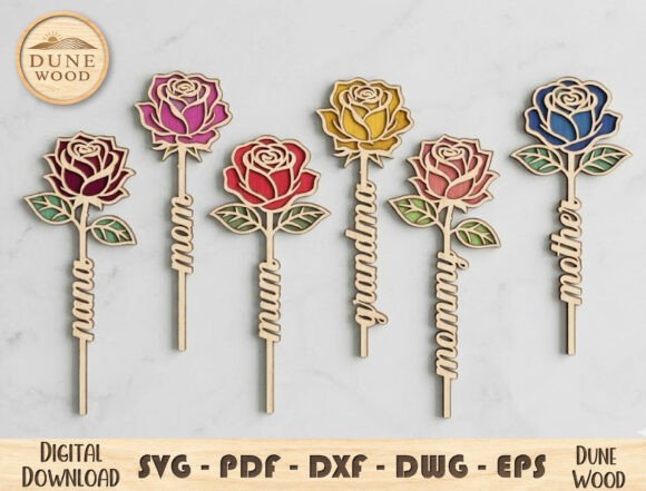 Rose Mom Flower Laser Cut File for Mother’s Day