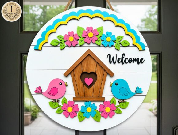 Spring Round Door Hanger Laser Cut SVG