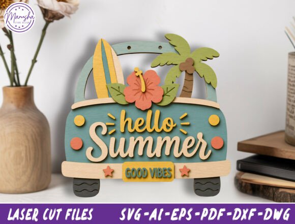 Summer Beach Truck Door Hanger SVG