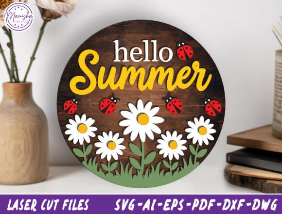 Summer Daisy Wood Sign Laser Cut File