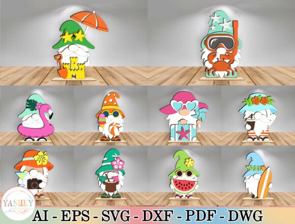 Summer Gnomes Laser Cut File SVG Bundle