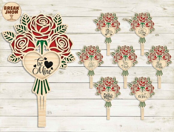 Valentine Rose Heart SVG Bundle for Laser Cutting