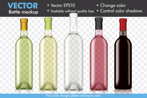 Vector Wine Bottle Mock-up Template