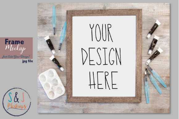 Wood Frame Mockup, Graphics and Frames Amp
